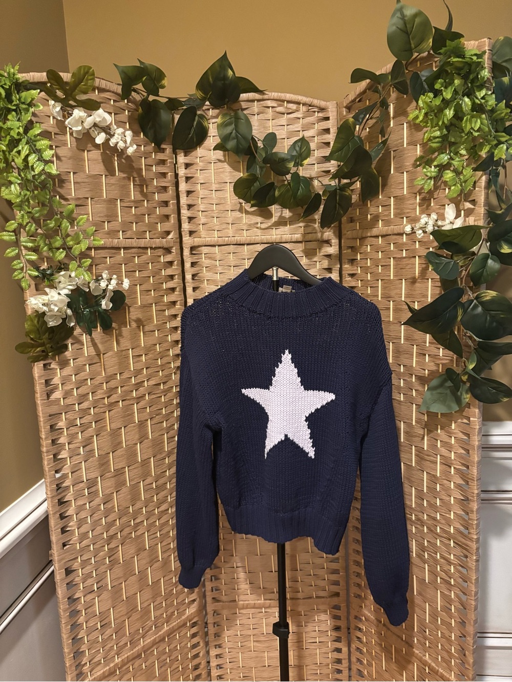 Maeve Navy Crewneck Sweater with White Star